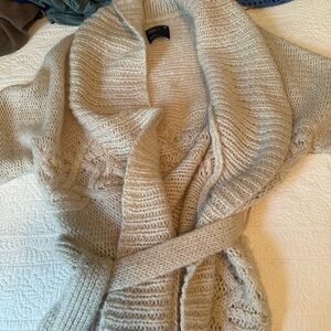 American Eagle Outfitters Cream Chunky Knit Cardigan with Shawl Collar